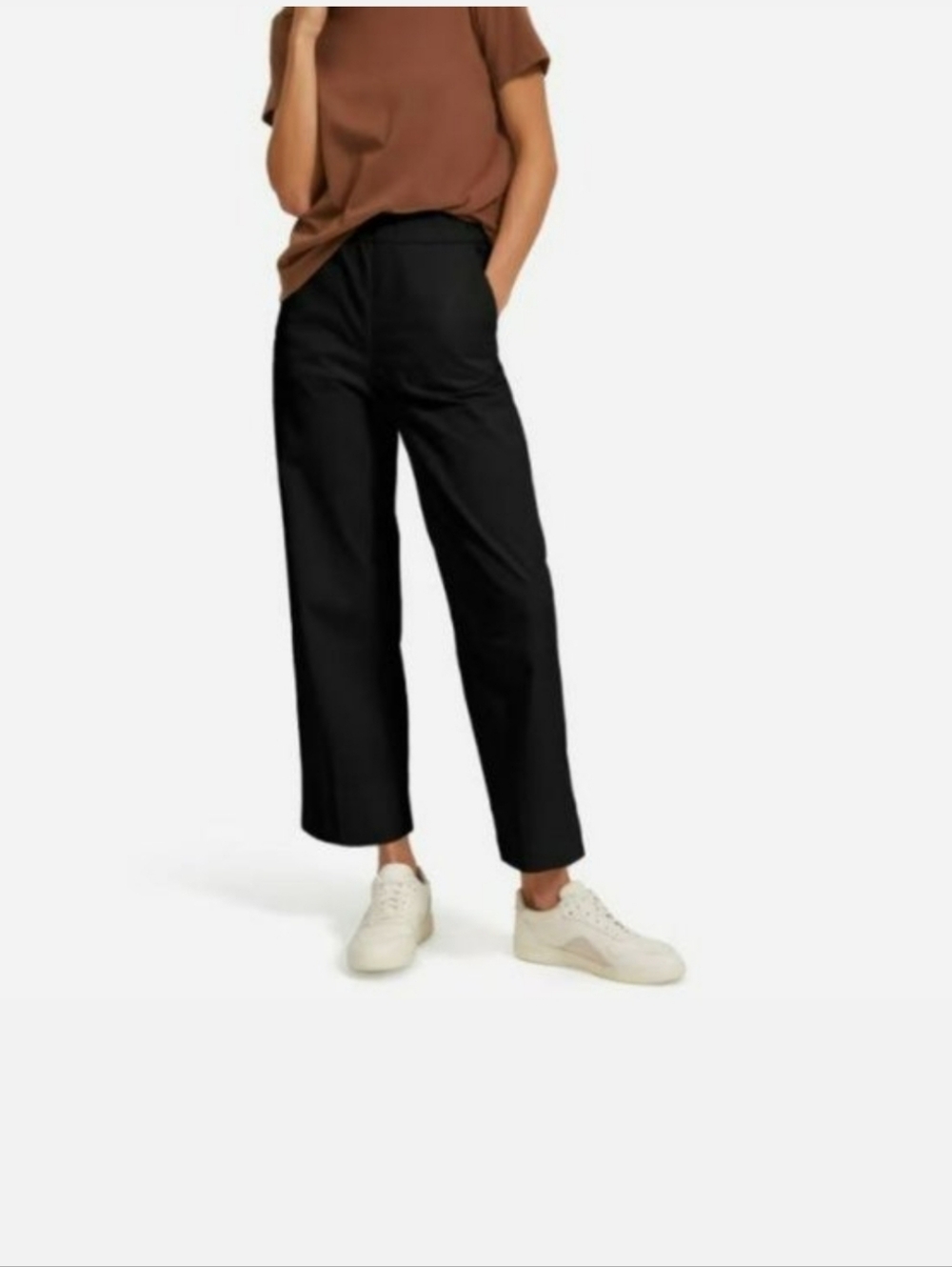 EVERLANE The Easy Straight Leg High Waist Pant Organic Cotton Black Size 8